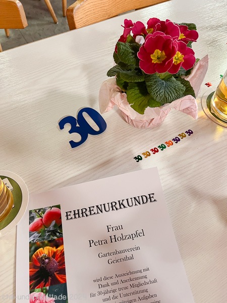 Ehrenurkunde 30 Jahre Gartenbauverein