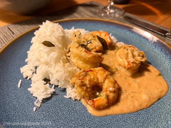 Reis mit Shrimps Curry (Isaso Curry) aus Sri Lanka
